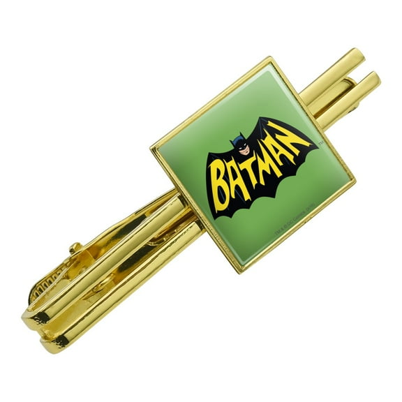 Batman Classic TV Series Logo Square Tie Bar Clip Clasp Tack- Silver or Gold