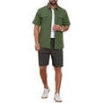 thumbnail image 2 of INSPIRE CHIC Men's Fishing Shirt Summer Short Sleeve Solid Hiking Cargo Shirts XL Olive Green, 2 of 5