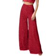 thumbnail image 1 of adviicd Pantalon Femme Été Taille Élastique Confortable Extensible à Enfiler S, Rouge, 1 of 5