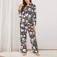 thumbnail image 2 of Vsdgher cartoon cute Skull star Pajamas Set Long Sleeve Sleepwear Womens Button Down Nightwear Pj Sets-Small, 2 of 7