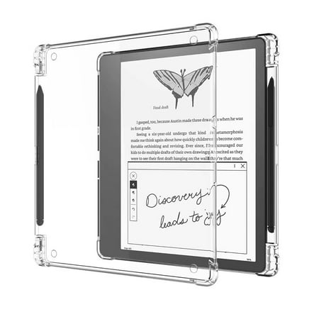 Allytech Clear Case Compatible with Kindle Scribe 10.2" (2022 Release) Skin Cover with Pen Holder, [Lightweight] Silicone Slim Thin Soft Protective TPU Back Shell - Transparent, DIY with Stickers
