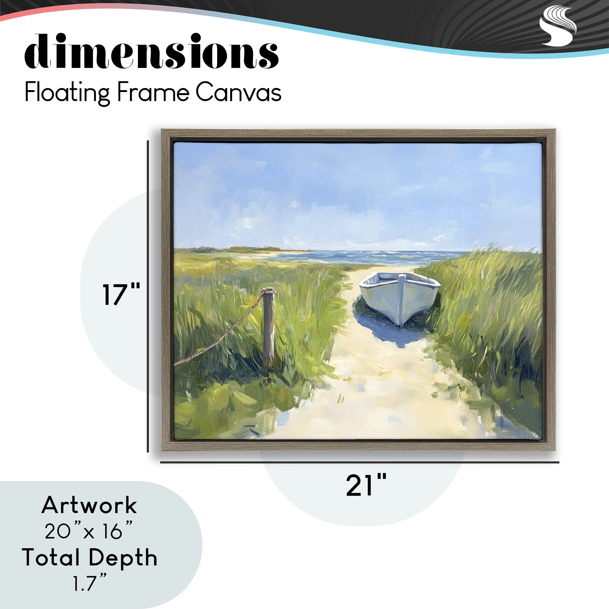 Stupell Industries Moored Boat on Path Brown Framed Floater Canvas Wall Art, design by Sisi and Seb