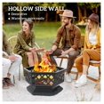 thumbnail image 6 of 28" Outdoor Fire Pit with Grill - Hexagon Wood Burning Fireplace - Spark Screen & Poker - Portable Patio Firepit for Camping, 6 of 9