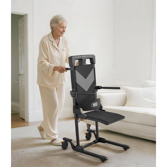 VOCIC Portable Electric Floor Lift for Elderly, Mobile Chair Lift Assist with 4 Wheels, Fall Recovery & Stand Assist Device for Seniors, 350 LBS Capacity, AX35