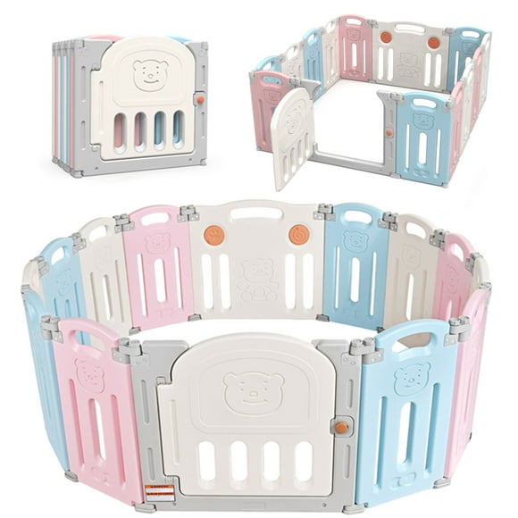 14 Panel Baby Playpen, Playard Bbay Gates, Custom Shape Baby Fence Kids Safety Activity Centre for Home Indoor Outdoor
