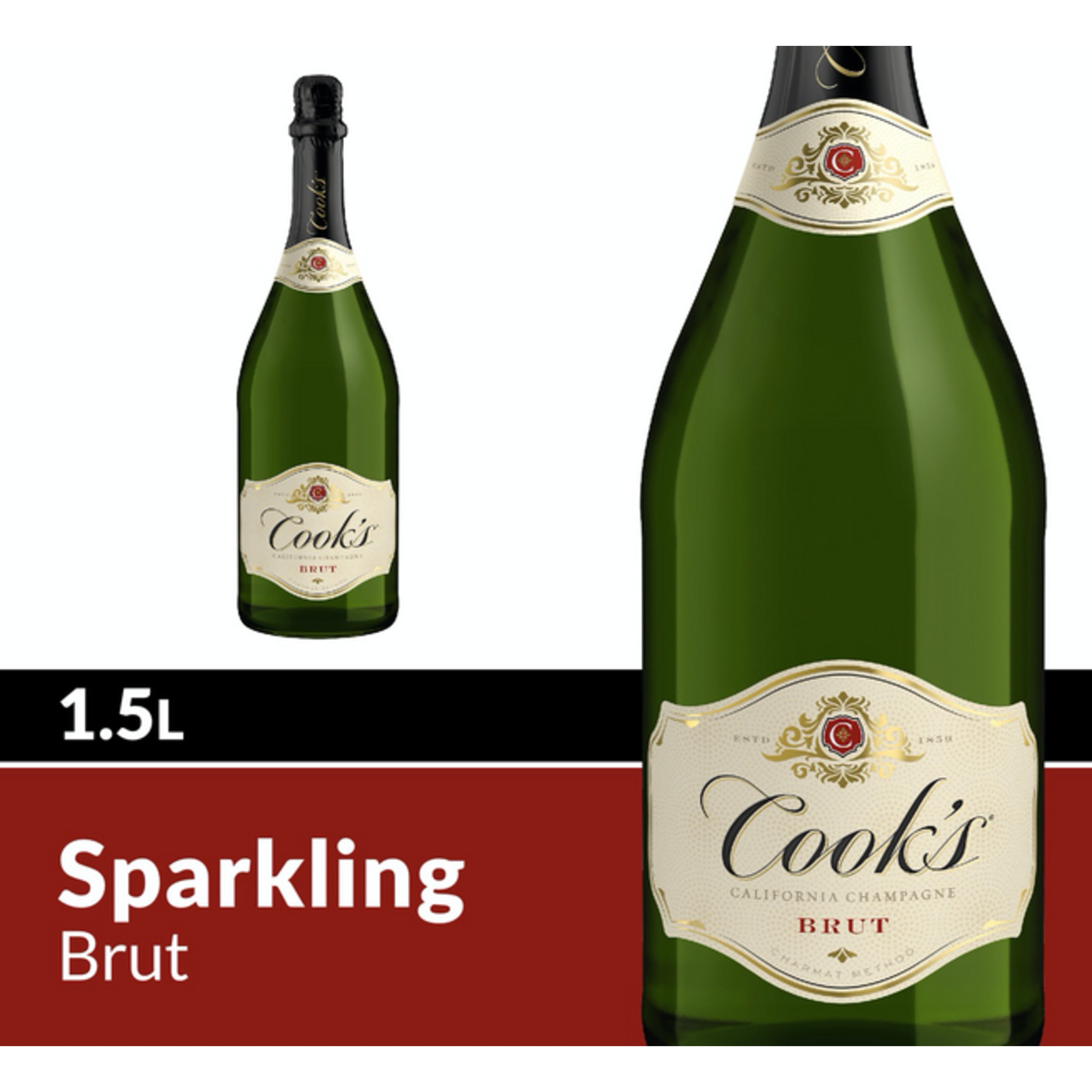 Cook's California Champagne Brut White Sparkling Wine, 1.5 L Bottle