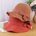 thumbnail image 3 of LinYooLi Summer Bow Knitted Fisherman Hat Wavy Wide Brim Women's Hat Summer Beach Sun Hat Sun Protection Sun Hat, 3 of 3