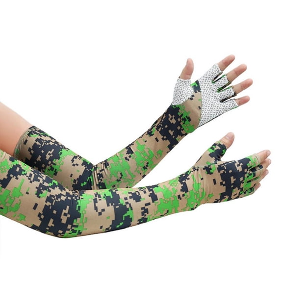 Unisex Arm Sleeves UV Protection Arm Cover Ice Silk Sleeves Elastic Cooling Arm Sleeves for Outdoors Driving Cycling