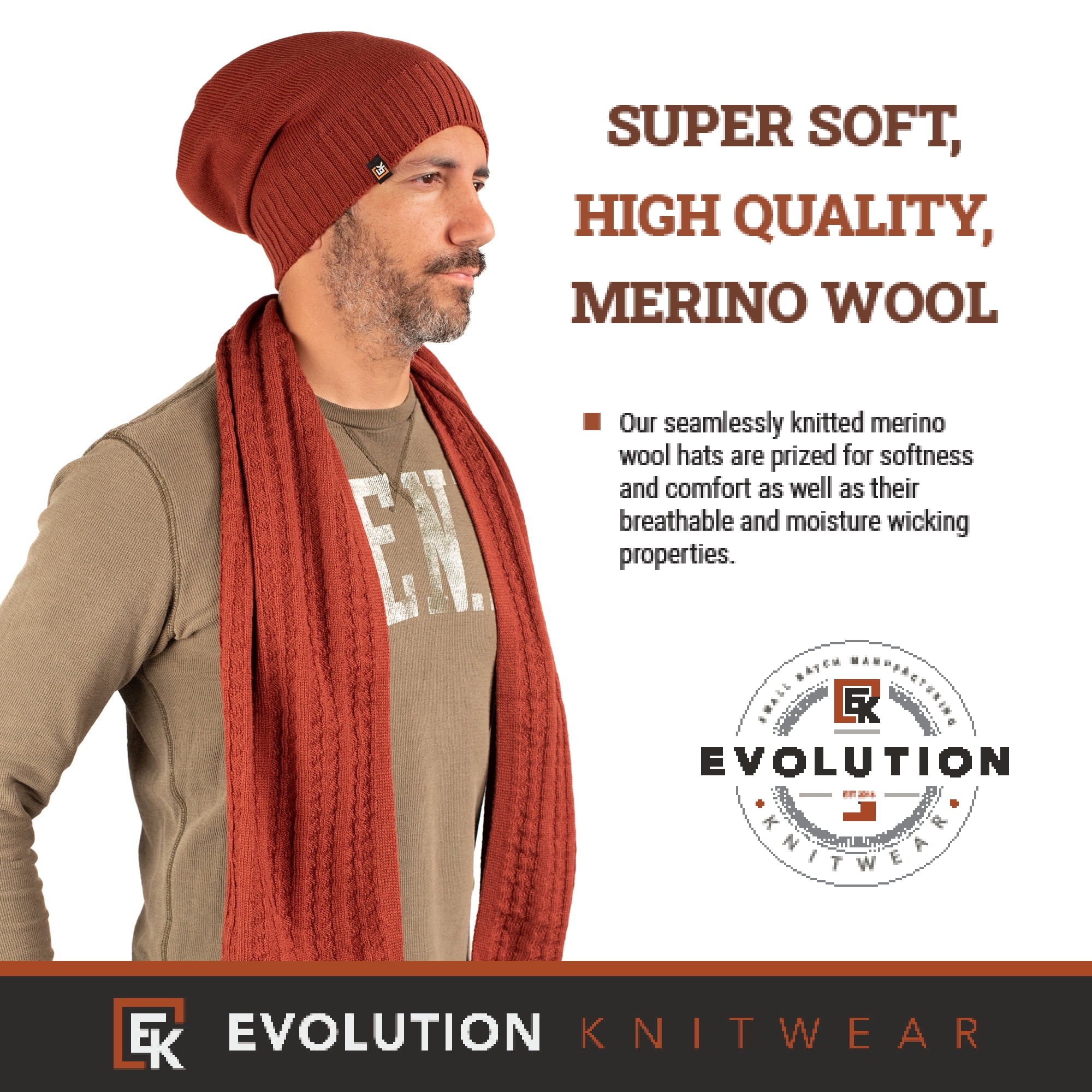 Soft Merino Wool Blend Beanie Slouch Cuffed Winter Hat Unisex OUTDOOR SHAPING Merino Wool Beanie for Men & Women, Unisex  main image 2
