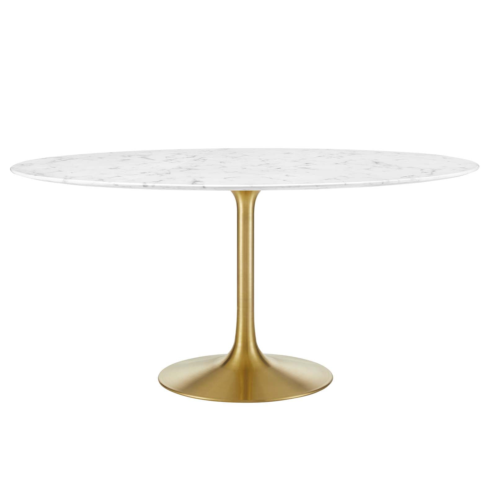 Modway Lippa 	60" Round Artificial Marble Dining Table in Gold White