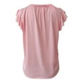 thumbnail image 4 of Ladies Summer Fashion V Neck Short Sleeve Loose Solid Color Ruffle T Shirt Women Undershirt Woman's Summer Tops Apparel T Women S Summer Shirts Athletic Shirts Pack Women Long Sleeve Tee Shirt Casual, 4 of 4