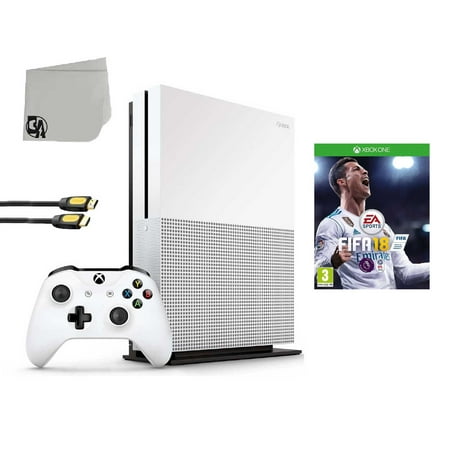 234-00051 Xbox One S White 1TB Gaming Console with FIFA 18 BOLT AXTION Bundle Like New