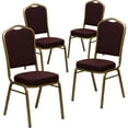thumbnail image 1 of 4 Pk. HERCULES Series Crown Back Stacking Banquet Chair in Burgundy Patterned Fabric - Gold Frame, 1 of 2