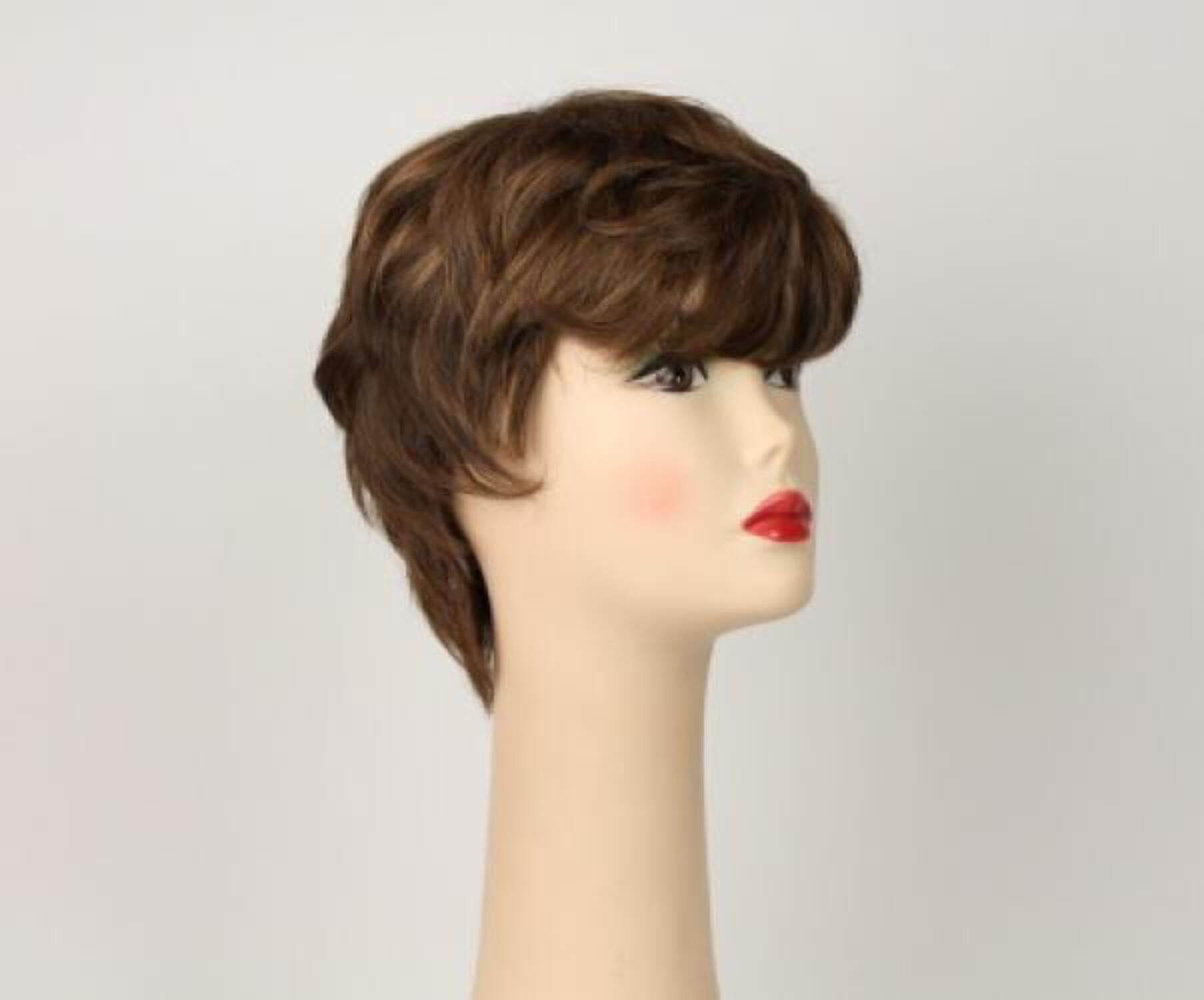 European Human Hair Freeda Wig Linda Light Brown With Blonde Highlights Size M