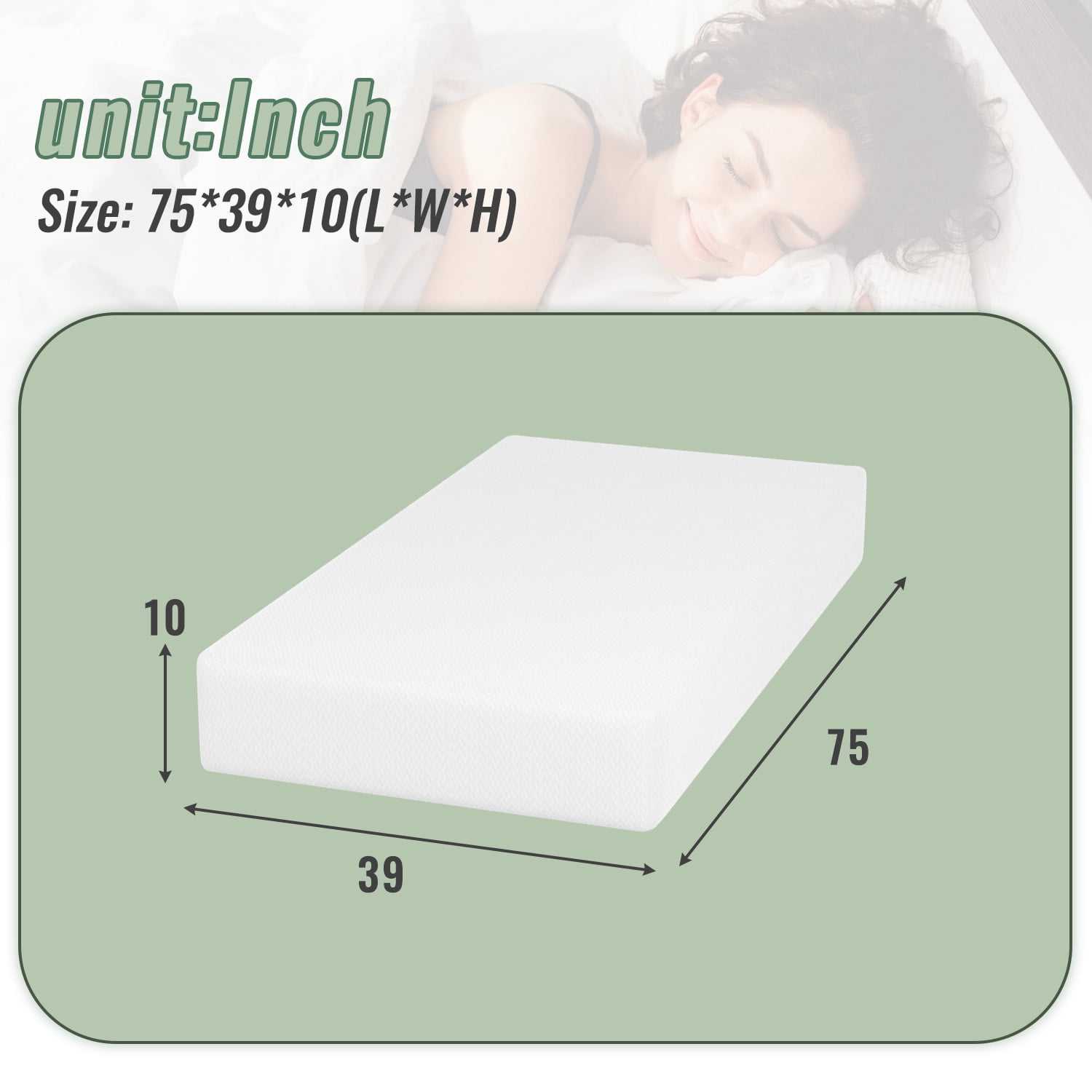 PayLessHere 10" Twin Medium Memory Foam Mattresses