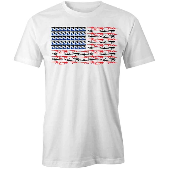 American Flag Gun T-Shirt | Patriotic American White Tee Gift