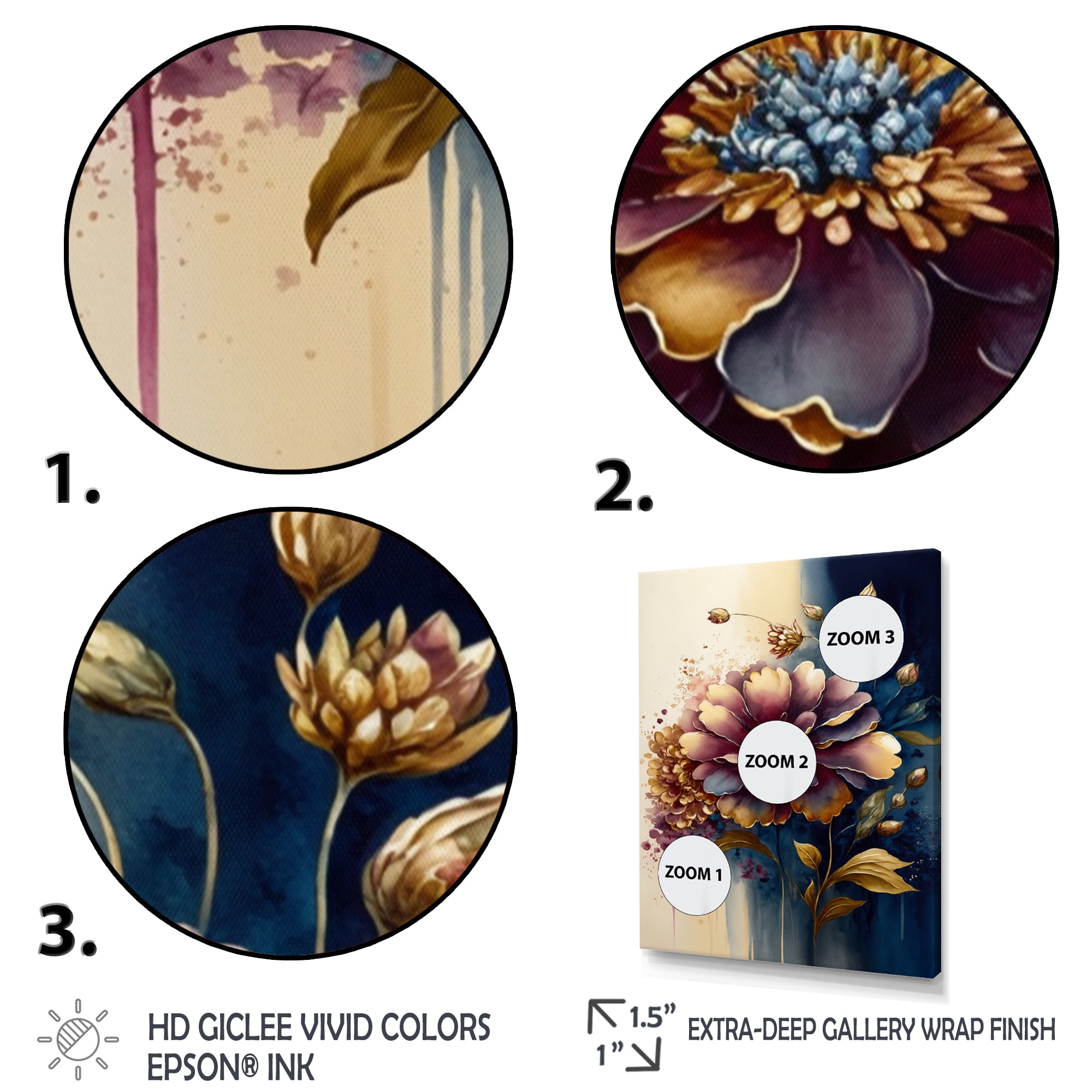 Designart Night Shade Zinnia Floral Design III Canvas Wall Art