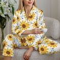thumbnail image 6 of Lsque Sunflowers Pattern Long Sleeve Pajama Set for Women - Soft 2-Piece Sleepwear and Loungewear Set with Pockets, Comfy Nightwear-Medium, 6 of 7