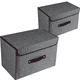 thumbnail image 1 of Contenedores de almacenamiento de tela con tapas, cajas de almacenamiento plegables apilables grises Adepaton 2035330-2, 1 of 5