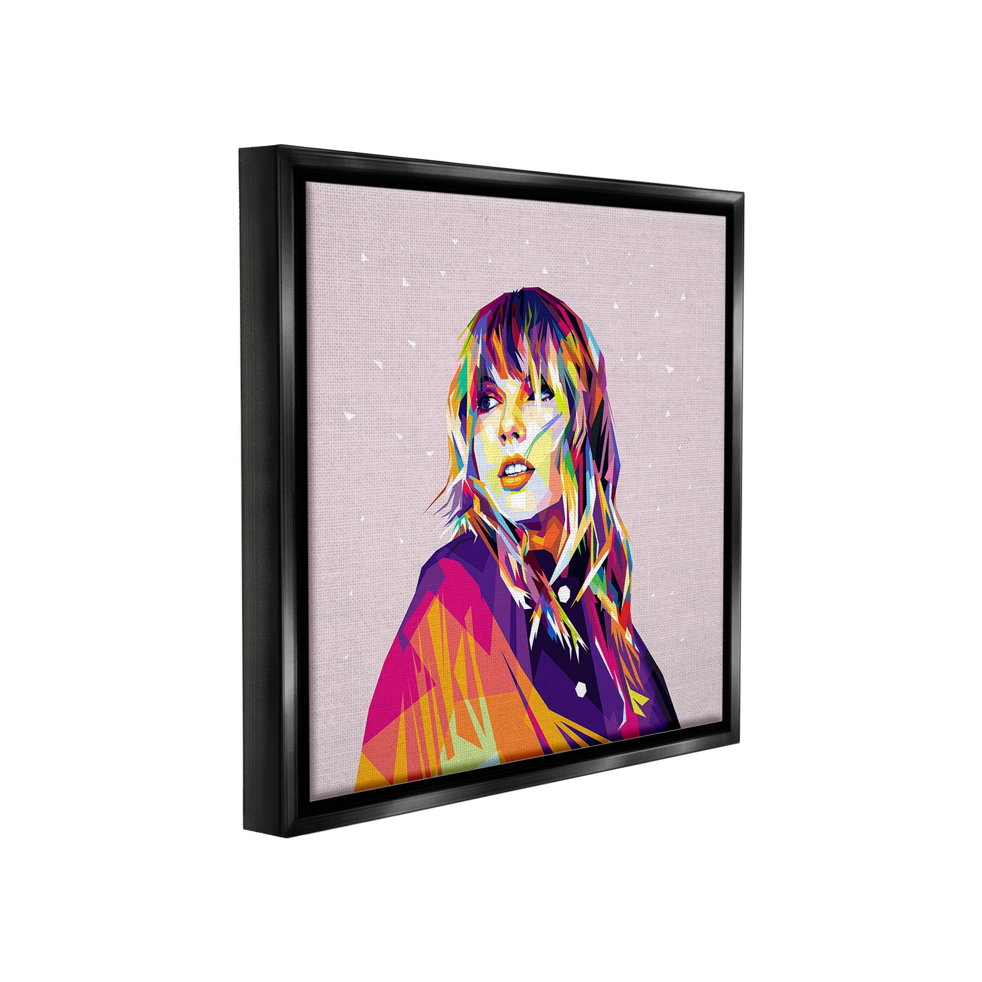Stupell Industries Geometric Pattern Taylor Abstract Painting Black Floater Framed Canvas Art Print Wall Art, 18 x 18