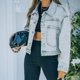thumbnail image 5 of Abrigo de chaqueta de mezclilla con botón de bolsillo de manga larga de color sólido informal de moda para mujer Fridja  po1999, 5 of 9