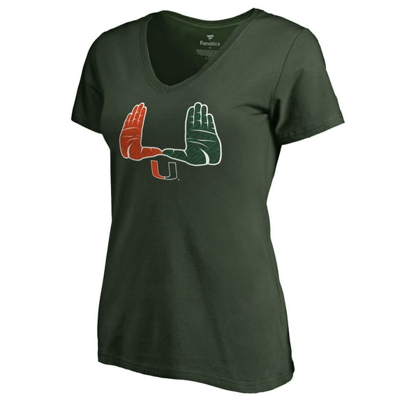 Women's Green Miami Hurricanes Hometown Collection V-Neck T-Shirt