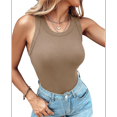 thumbnail image 2 of Camisetas Sin Mangas con Sujetador Incorporado, Camisetas Deportivas Sin Mangas para Mujer, Camisetas Sin Mangas Acanaladas para Hacer Ejercicio, Camisetas para Correr Caqui XL, 2 of 10