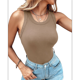 thumbnail image 2 of Camisetas Sin Mangas con Sujetador Incorporado, Camisetas Deportivas Sin Mangas para Mujer, Camisetas Sin Mangas Acanaladas para Hacer Ejercicio, Camisetas para Correr Caqui XL, 2 of 10