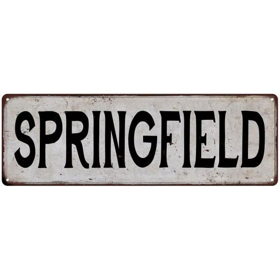 SPRINGFIELD Vintage Look Rustic Metal City State Sign 8 x 24 Matte Finish Metal 108240041334