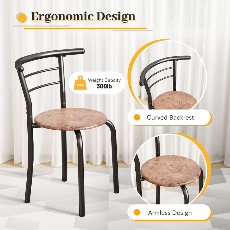 Lacoo 3-Piece Small Dining set, Table and Chair Set for 2 ,for Living Room, Dining Room, Kitchen, Brown