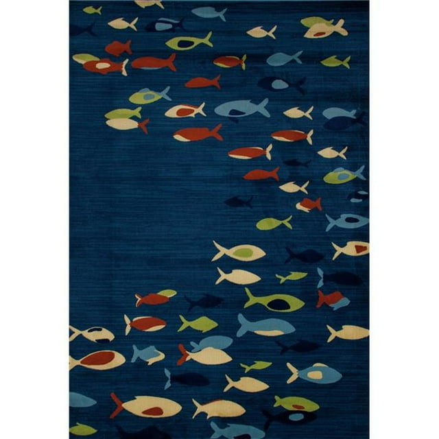 Art Carpet 841864117035 4 x 6 ft. Seaport Collection Fish School Woven Area Rug, Navy Blue