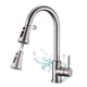thumbnail image 1 of Grifo de Cocina de Acero Inoxidable - Grifos del Fregadero 360 °Giratorio, Llave Mezcladora para Fregadero de Agua Caliente y Fría Grifo para Lavabo Extraíble con 2 Manguera(Nickel Cepillado), 1 of 9