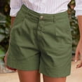thumbnail image 5 of frariair ​Elevated Linen Blend Shorts For Women Professional Tummy Control High Waist Business Casual Work Shorts​ Army Green, 5 of 8
