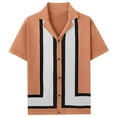 thumbnail image 5 of CLOISE Men Short Sleeve Tops Big and Tall Shirts Collared Casual Pullover Striped Summer Blouses Orange 3XL, 5 of 5