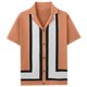 thumbnail image 5 of Blusa y camisa de manga corta con cuello vuelto Camisa de punto a rayas de verano para hombre con cuello en contraste y camisa hueca de manga corta Camiseta/camisa de manga corta con cuello vuelto Top, 5 of 5