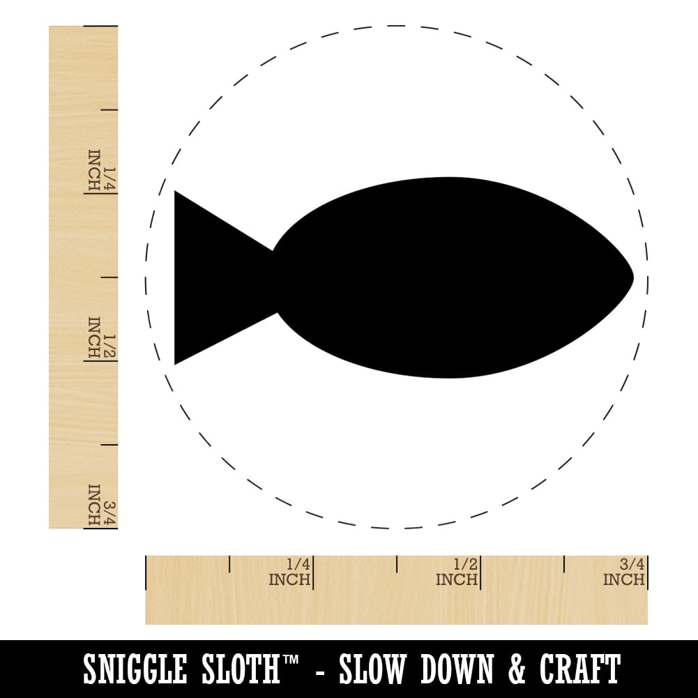 Fish Solid Self-Inking Rubber Stamp Ink Stamper - Blue Ink - Small 3/4 Inch