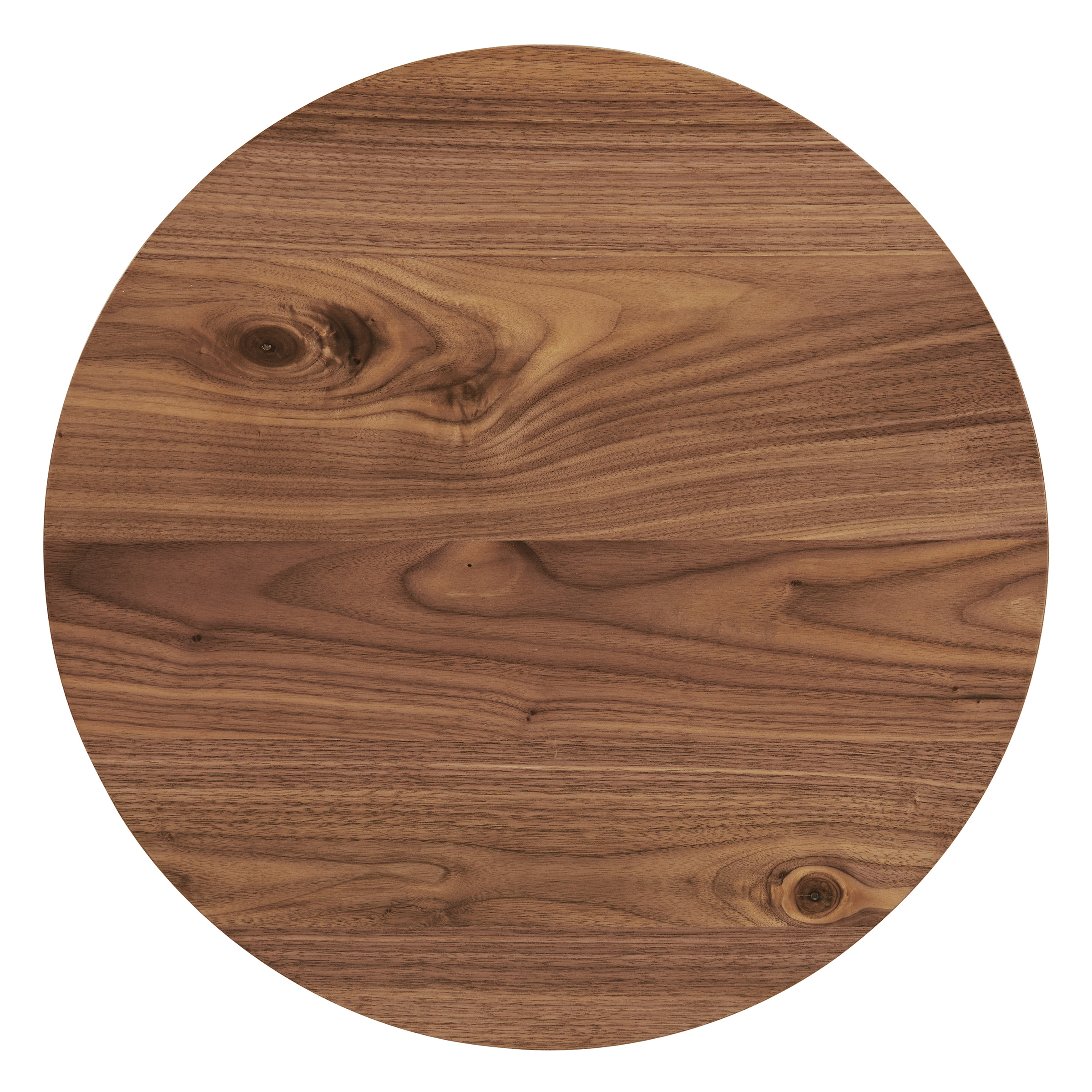 Lavish Home Set of 2 Modern Round End Tables with Metal Bases (Walnut)