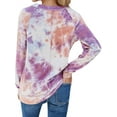 thumbnail image 5 of TWZH Women Tie-dye Splicing Long-sleeved Round Neck Gradient Print Sweatshirt Tops, 5 of 6