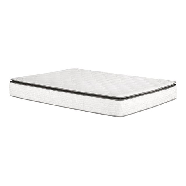 Pemberly Row Contemporary 10" Pillow Top Fabric Queen Mattress in White