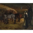 thumbnail image 2 of Pascal-Adolphe-Jean Dagnan-Bouveret 24x20 Black Ornate Framed Double Matted Museum Art Print Titled: A Stable (1883), 2 of 5