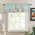 thumbnail image 2 of Bunny Easter Rod Pocket Curtain Valance, Eucalyptus Leaves Floral Eggs Weeping Wooden Farmhouse Window Valance for Living Room, Bedroom, Kitchen 42"W x 12"L, 2 of 9