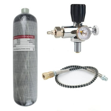 TUXING Universal 3L 4500psi Carbon Fiber Air Tank（Empty Bottle）& Paintball Fill Station with Valve Regulator Gauge for PCP Game