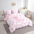thumbnail image 3 of jejeloiu Initial Letter L 7-Piece Twin Bedding Sets,Kawaii Bowknot Ribbon Bedding Comforter Set For Bow Lover Reversible, 3 of 8