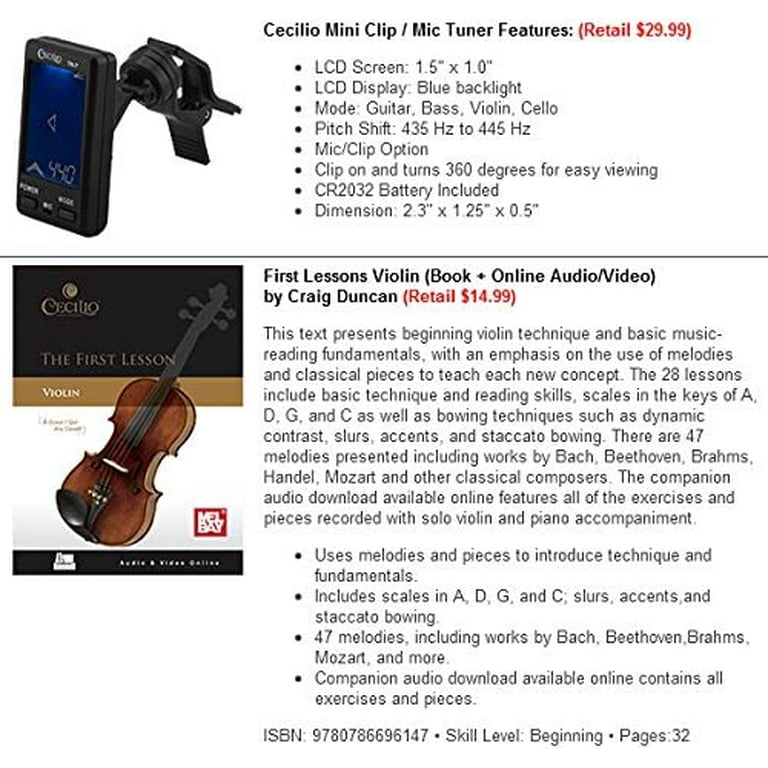 Mendini By Cecilio Violin For Kids Adults 3 4 MV300 Satin