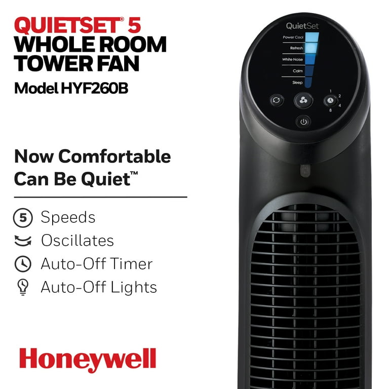 QuietSet Whole Room Tower Fan, White, 5 Speed QuietSet Whole Room Tower Fan, White, 5 Speed