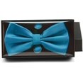 thumbnail image 4 of LAICAIW Mens Solid Color Double Fold Pre-tied Bow Tie and Pocket Square Cufflink Set with Gift Box, 4 of 5