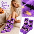 thumbnail image 2 of Unisex Fluffy Fuzzy Halloween Mid‑Calf Socks, Soft Warm Bat Ghost Pumpkin Print Socks, Cozy Breathable Plush Socks For Indoor Holiday Wear,One Size, 2 of 6
