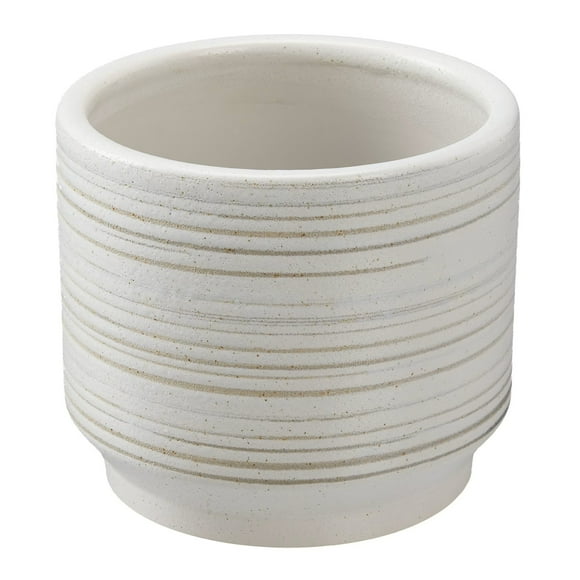 Better Homes & Gardens 8" Ceramic Striped Pot-White