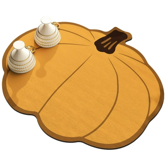 Mat for Dish Drying, Pumpkin Shape, Dining Quick Drying & Non-Slip, Absorbent Pad, Resistant Heat Kitchen Counter