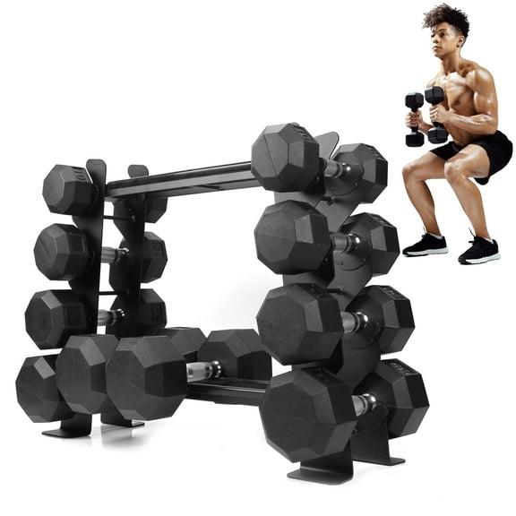 XPRT Fitness 2-Tier Steel Dumbbell Rack Stand with Anti-Tip Design – Holds up to 200 lbs, Rubber Feet & Silicone Cradles for Home Gym Storage